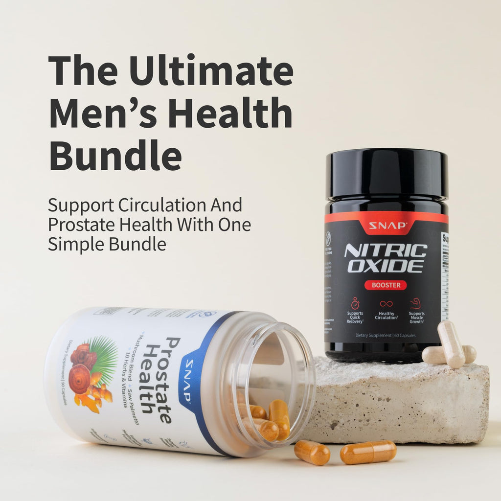 Snap Supplements Prostate Health & Nitric Oxide Supplement Bundle for Men, 90 + 60 Vegetarian Capsules (1 Month Supply) - FENGGESTORE20