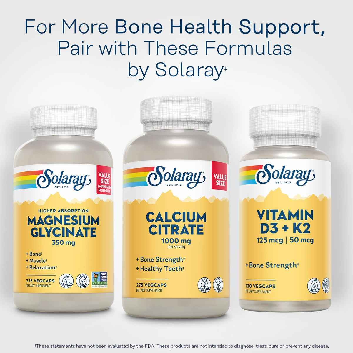 Solaray Calcium Citrate 1000mg - Chelated Calcium Supplement - Supports Bone Strength and Healthy Teeth - Easy to Digest - FENGGESTORE20