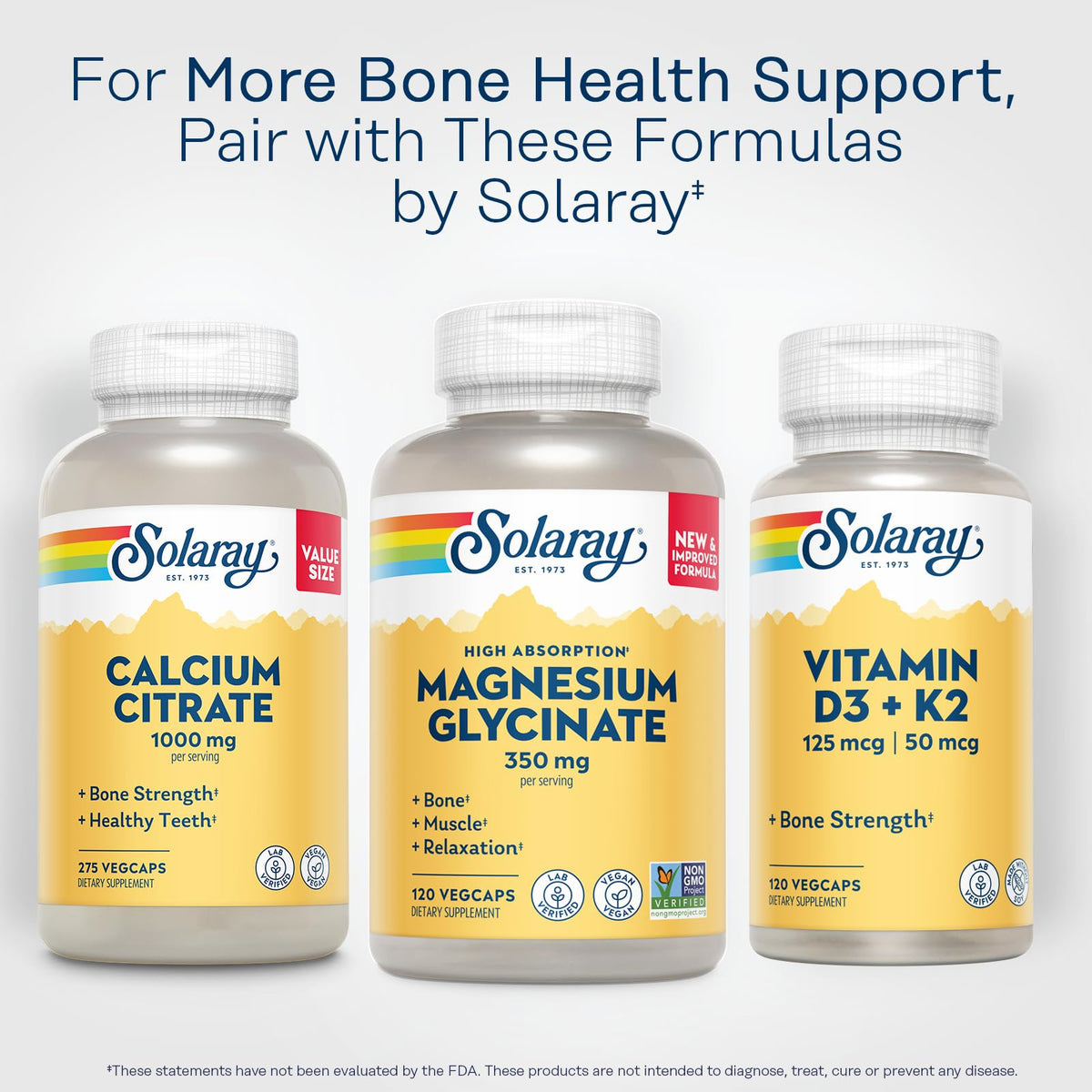 SOLARAY Magnesium Glycinate Capsules, Chelated Magnesium Bisglycinate w/BioPerine, Higher Absorption Magnesium Supplement - Bones, Muscles, Heart Support, Vegan (30 Servings, 120 VegCaps) - FENGGESTORE20