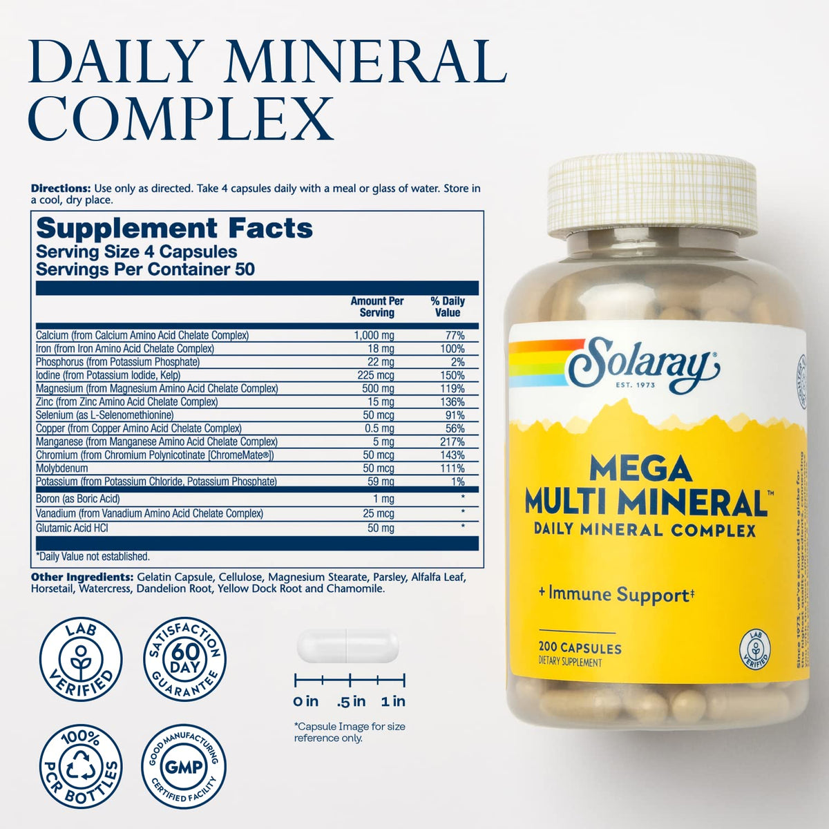 Solaray Mega Multi Mineral | 200 Capsules - FENGGESTORE20