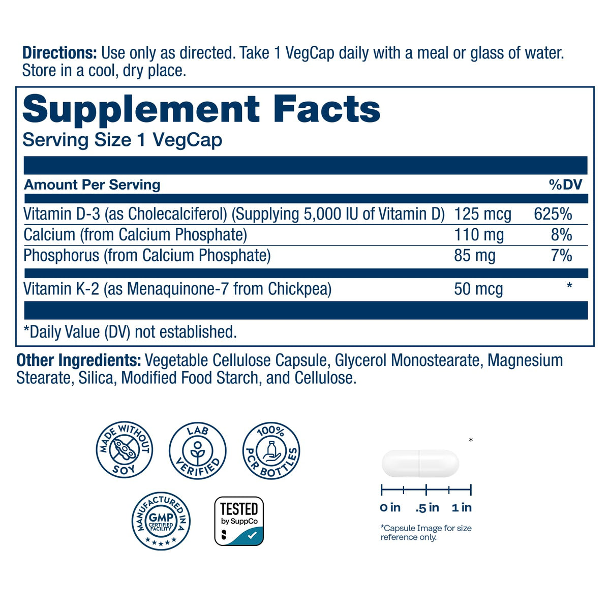 SOLARAY Vitamin D3 K2 - Bone Health and Immune Support Supplement - With 5000 IU Vitamin D as Vit D3 and 50 mcg Vitamin K2 as Menoquinone MK7, Made Without Soy - FENGGESTORE20