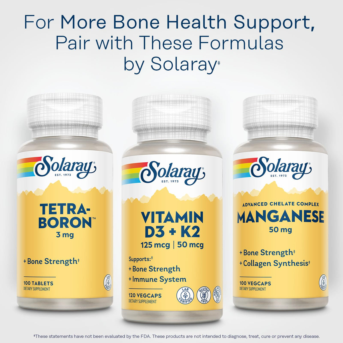 SOLARAY Vitamin D3 K2 - Bone Health and Immune Support Supplement - With 5000 IU Vitamin D as Vit D3 and 50 mcg Vitamin K2 as Menoquinone MK7, Made Without Soy - FENGGESTORE20