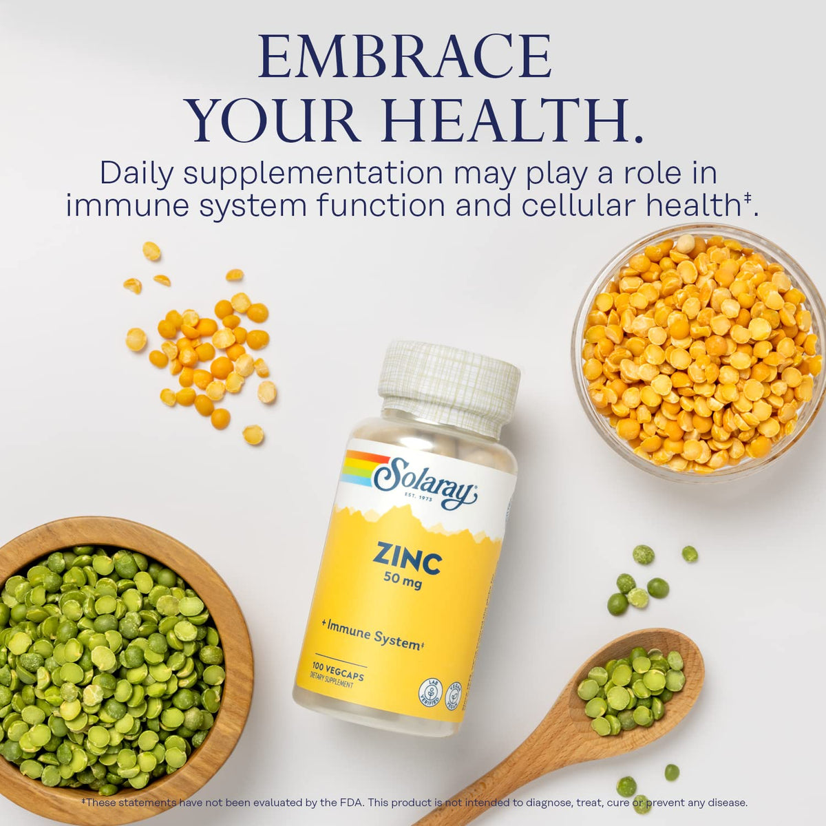 Solaray Zinc 50mg Immune Support Capsules, 100 Count, Vegan, Pumpkin Seed - FENGGESTORE20