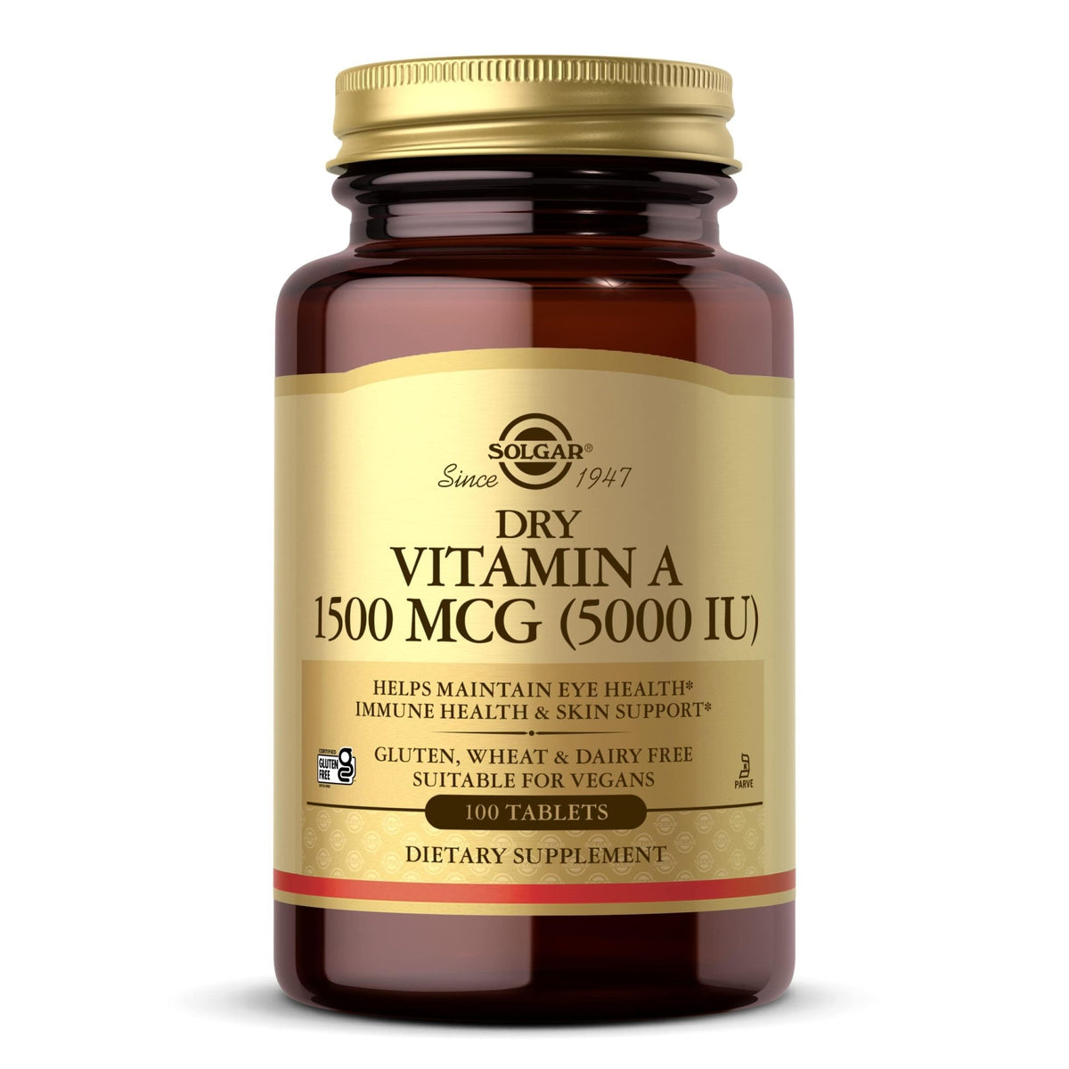 Solgar Dry Vitamin A 1500 mcg (5000 IU), 100 Tablets - Supports Healthy Eyes, Skin & Immune System - Non-GMO, Vegan, Gluten Free, - FENGGESTORE20