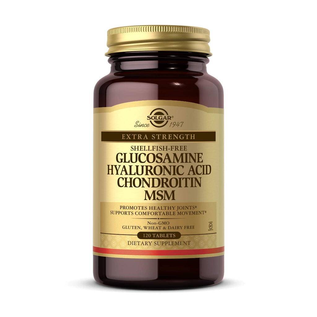 Solgar Glucosamine Hyaluronic Acid Chondroitin MSM, 120 Tablets - Supports Healthy Joints - Supports Range of Motion & Flexibility - Extra Strength, Shellfish Free - FENGGESTORE20