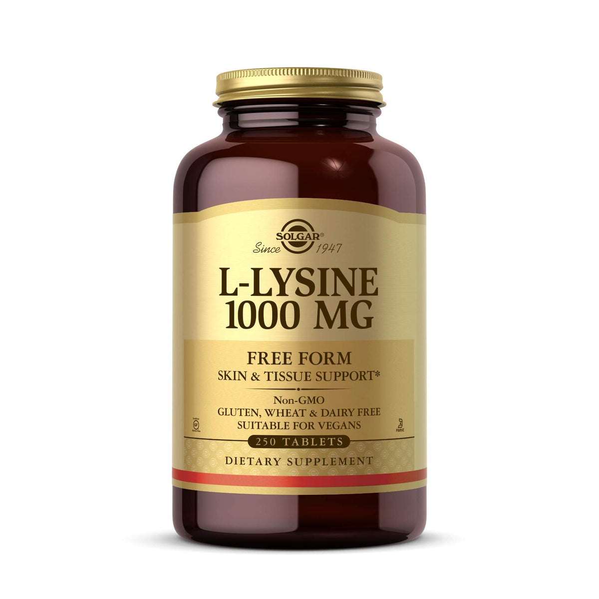 Solgar L-Lysine 1000 mg, 250 Tablets - Enhanced Absorption and Assimilation - Promotes Integrity of Skin and Lips - Collagen Support - Amino Acids - FENGGESTORE20