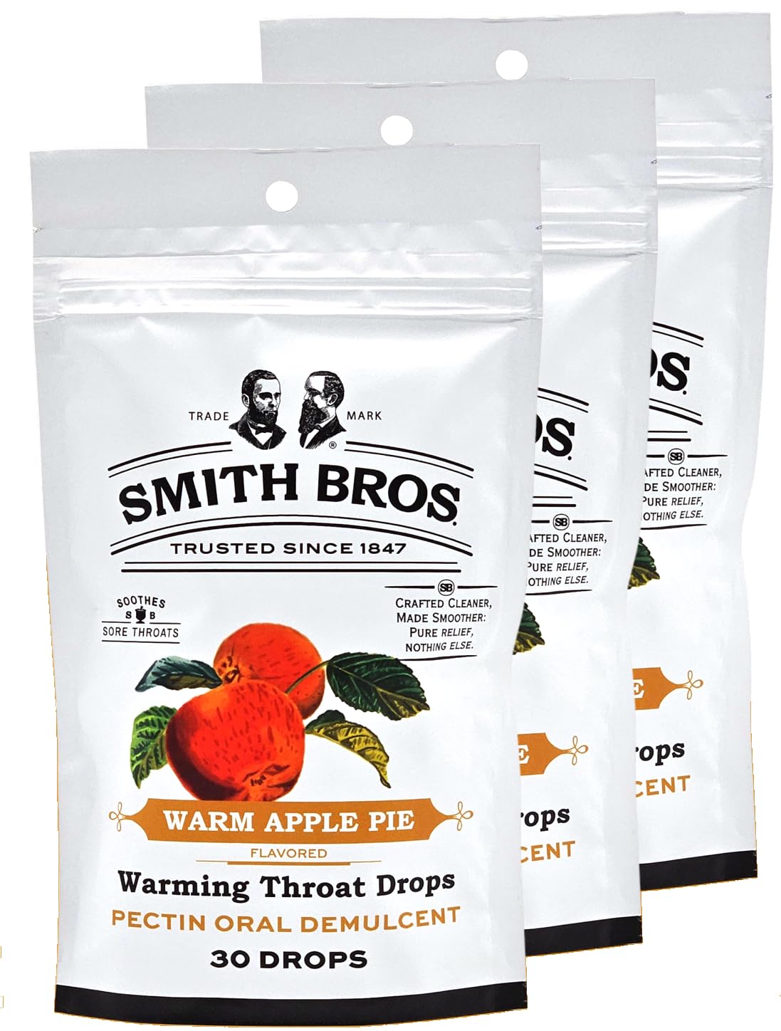 Sore Throat Lozenges with Pectin by Smith Brothers (Warming Apple Pie, 90 Count): Vintage Candy Throat Drops - The Original American Cough Drop - FENGGESTORE20