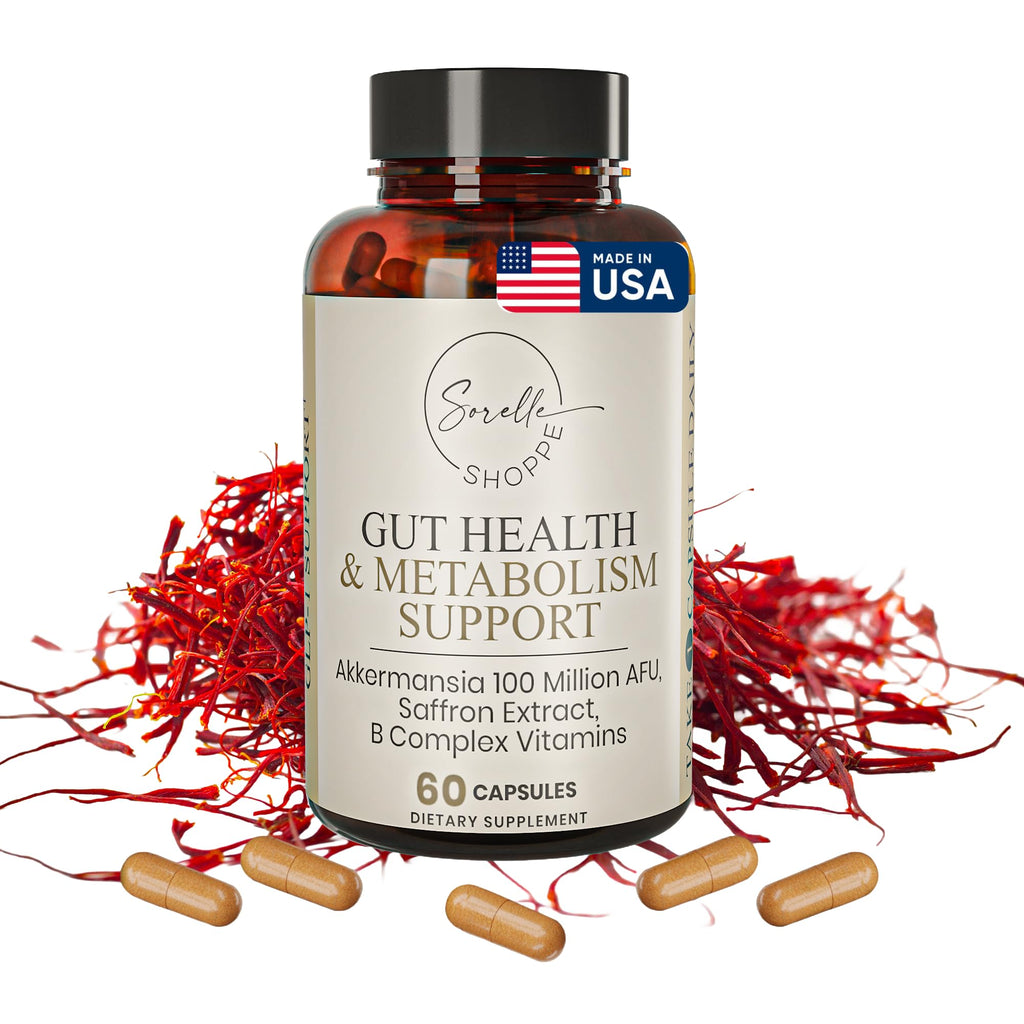 SORELLE SHOPPE Akkermansia Muciniphila Probiotic + Saffron + B Complex | Core Gut Health & Daily Wellness | Mood & Metabolism Support - FENGGESTORE20