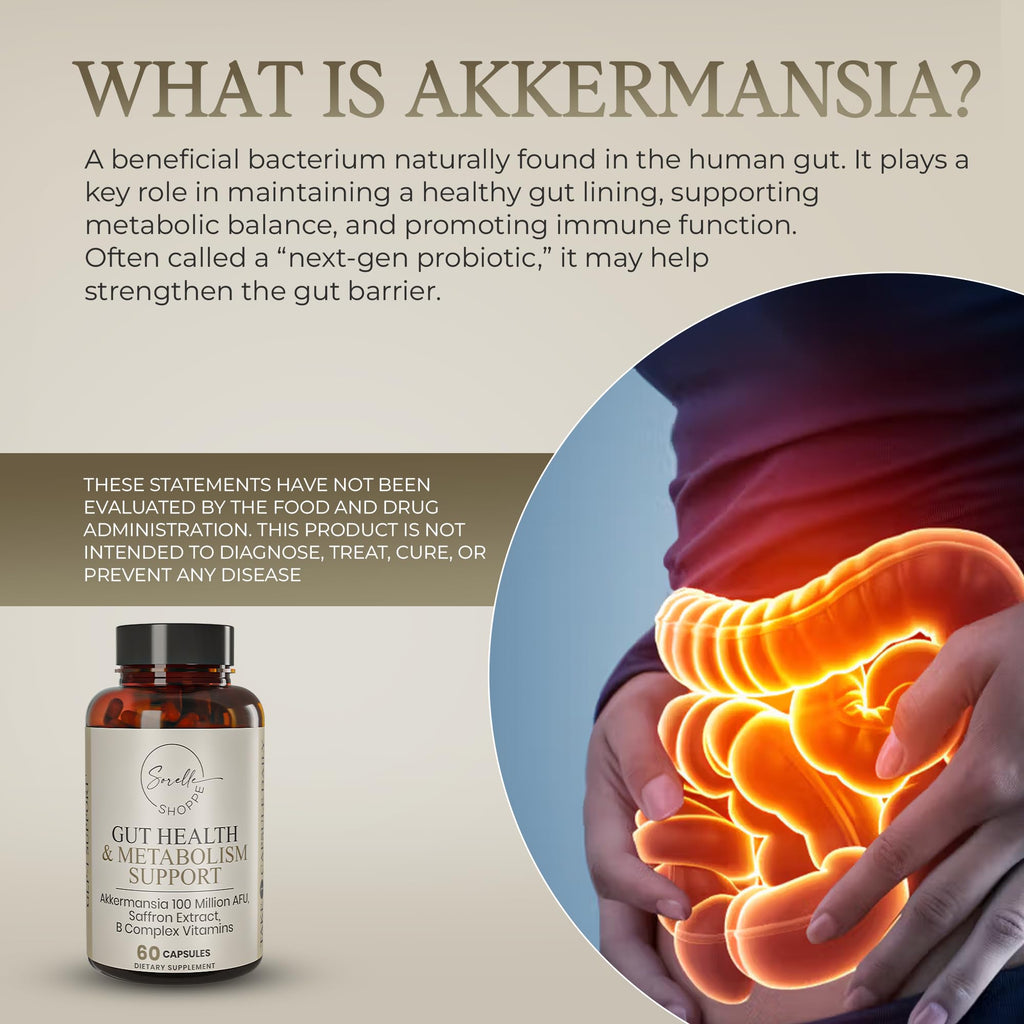 SORELLE SHOPPE Akkermansia Muciniphila Probiotic + Saffron + B Complex | Core Gut Health & Daily Wellness | Mood & Metabolism Support - FENGGESTORE20