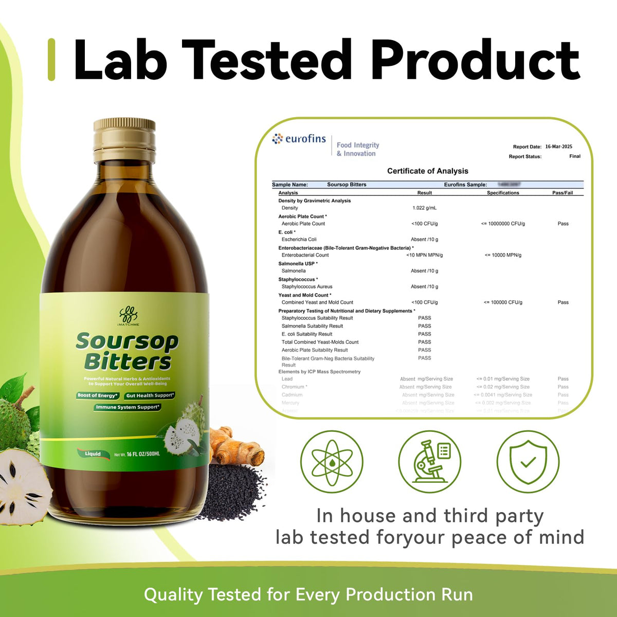 Soursop Bitters Liquid for Digestive Health,Gut Detox&Cleanse,Antioxidant,Immune Support,Skin Health-Pure 15 Herb Guanabana Tea with Black Seed,Moringa & Turmeric - FENGGESTORE20