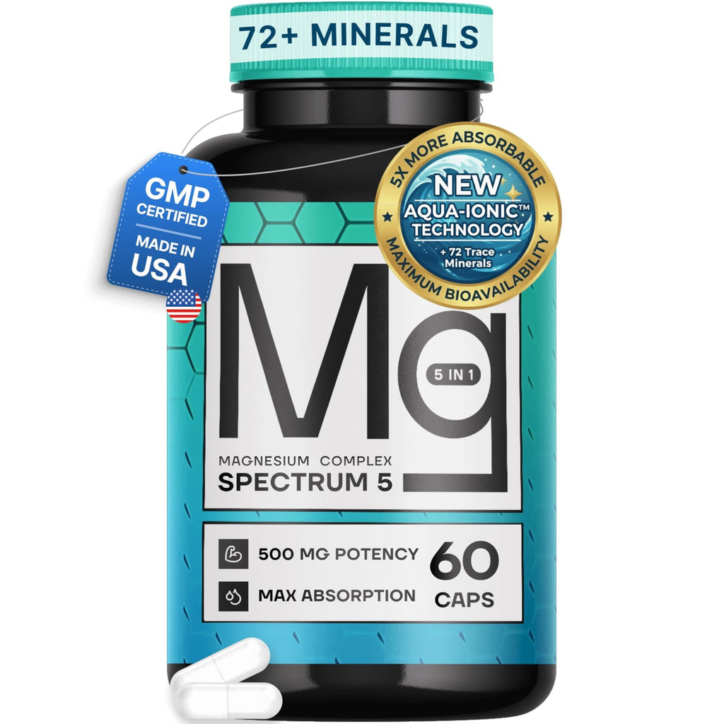 Spectrum 5 Magnesium | 5-in-1 Complex + 72 Trace Minerals for Enhanced Absorption | Irish Sea Sourced | 500mg per Serving | Made in USA, Third Party Tested, GMP Certified - FENGGESTORE20