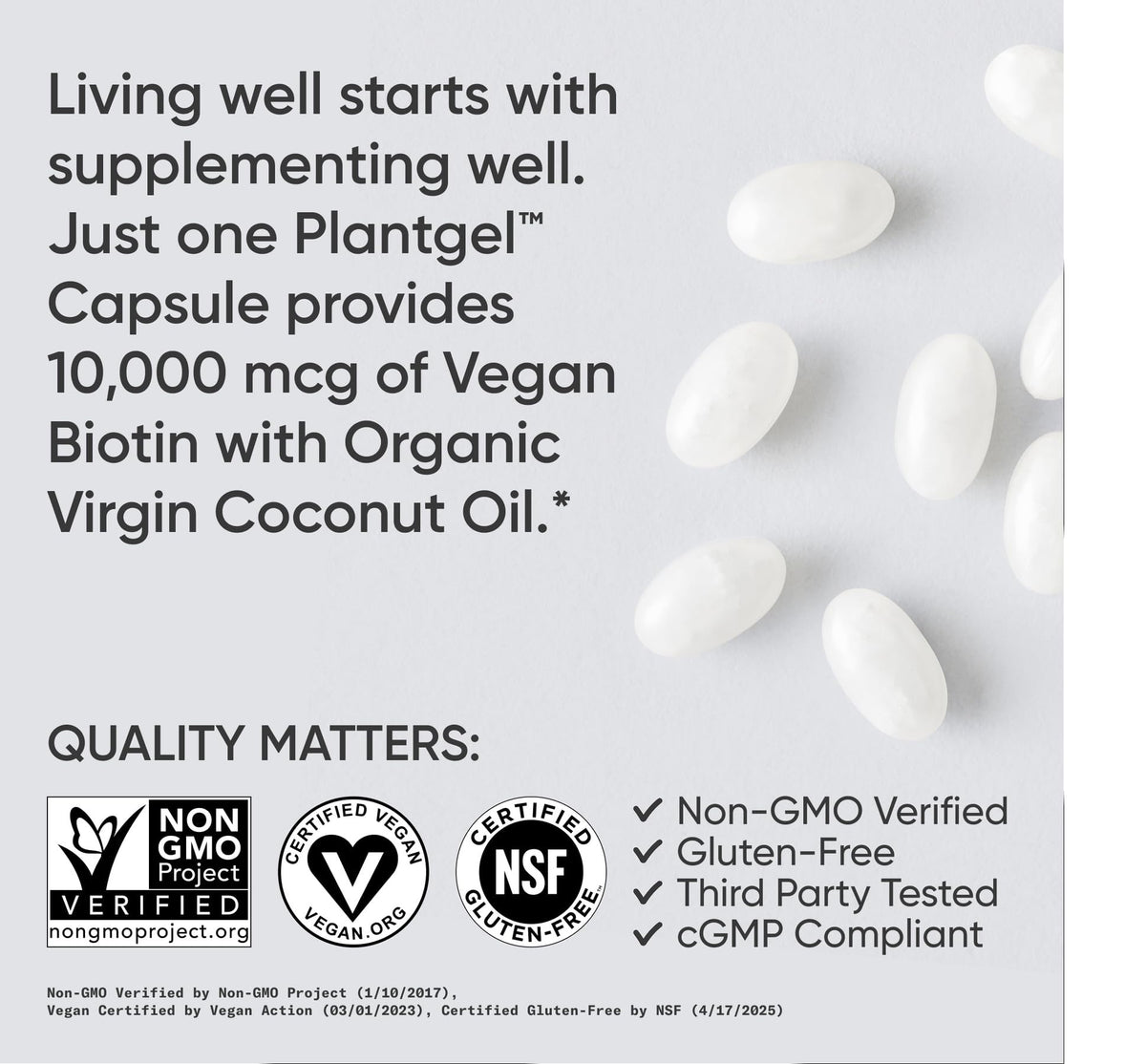 Sports Research® Biotin 10,000mcg with Organic Coconut Oil - Biotin (Vitamin B7) for Healthy Skin and Hair Support* - for Women and Men - Vegan, Non-GMO, Gluten & Soy-Free - 120 Veggie Softgels - FENGGESTORE20