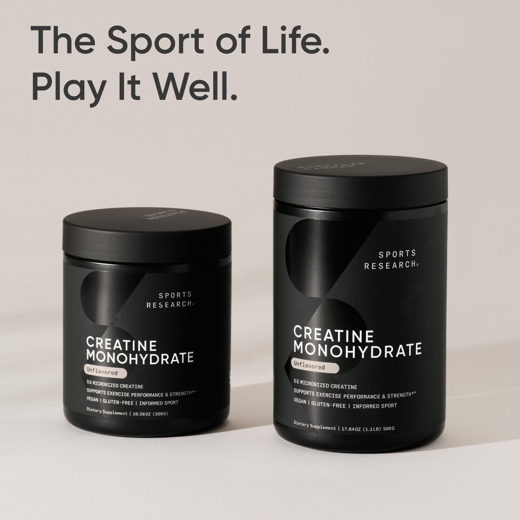 Sports Research Creatine Monohydrate - Gain Lean Muscle, Improve Performance and Strength and Support Workout Recovery - 5 g Micronized Creatine - 10.58 oz - FENGGESTORE20