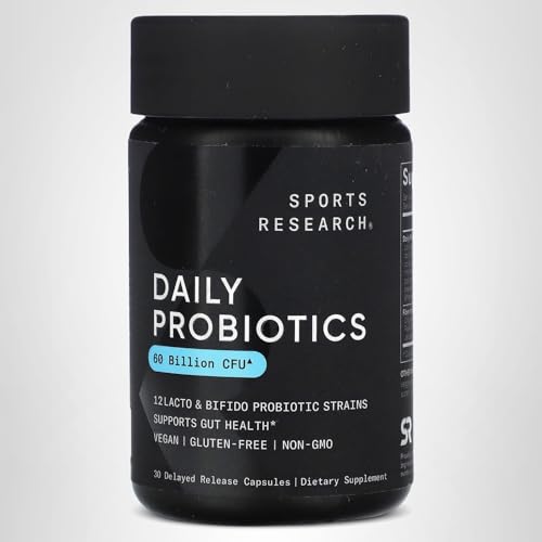 Sports Research Daily Probiotics with Prebiotics, 60 Billion CFU - Vegan Capsules for Gut Health & Digestive Support, Probiotics for Women & Men - FENGGESTORE20