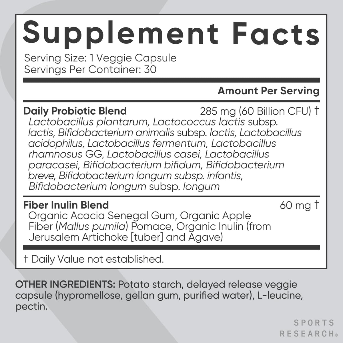 Sports Research Daily Probiotics with Prebiotics, 60 Billion CFU - Vegan Capsules for Gut Health & Digestive Support, Probiotics for Women & Men - FENGGESTORE20