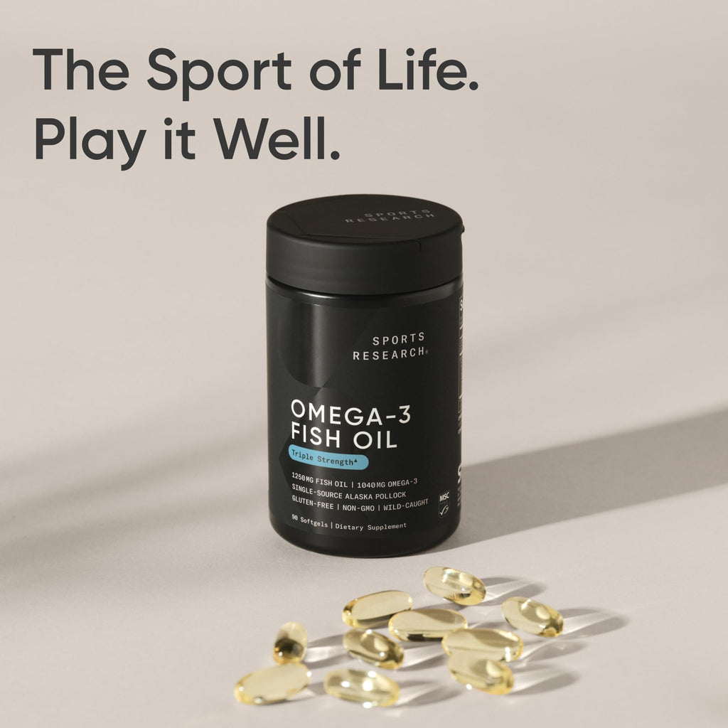 Sports Research® Omega-3 Fish Oil 1250 - Triple Strength Fish Oil Supplement from Wild Alaska Pollock - MSC Certified Sustainable · Non-GMO · Soy Free - 90 Softgel Capsules - FENGGESTORE20