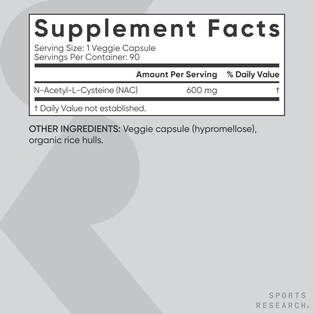 Sports Research Vegan NAC Supplement (N-Acetyl Cysteine) 600 mg - Supports Antioxidant Activity - NAC 600 mg - Non-GMO - 90 Capsules for Adults Daily Use - FENGGESTORE20