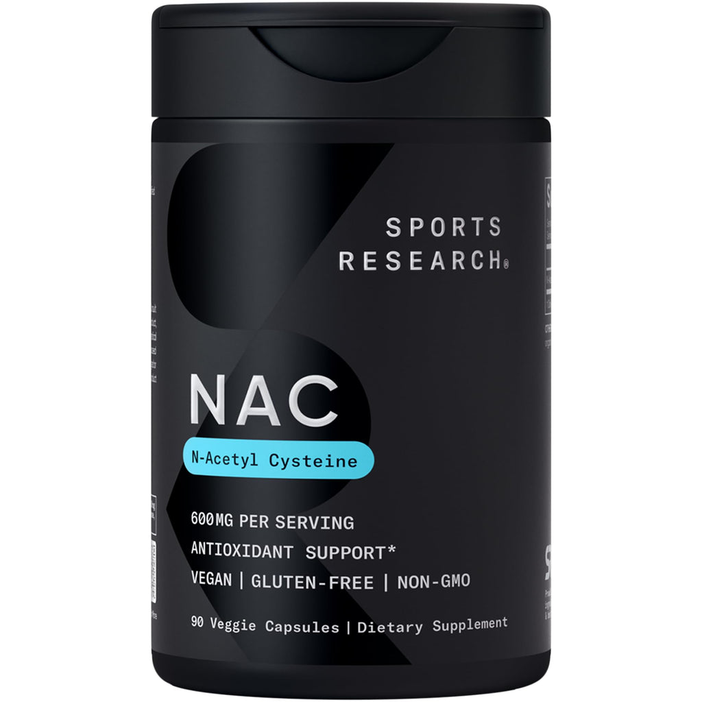 Sports Research Vegan NAC Supplement (N-Acetyl Cysteine) 600 mg - Supports Antioxidant Activity - NAC 600 mg - Non-GMO - 90 Capsules for Adults Daily Use - FENGGESTORE20