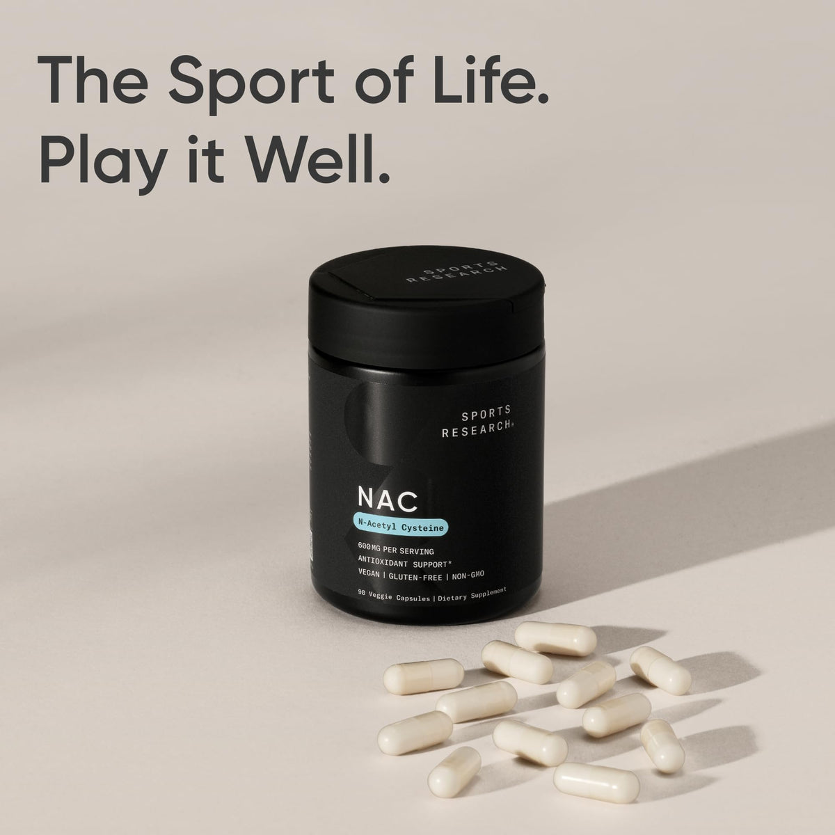 Sports Research Vegan NAC Supplement (N-Acetyl Cysteine) 600 mg - Supports Antioxidant Activity - NAC 600 mg - Non-GMO - 90 Capsules for Adults Daily Use - FENGGESTORE20