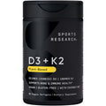 Sports Research® Vitamin D3 + K2 w/Coconut Oil - Vegan Vitamin D 2500iu (62.5mcg) & Mk7 Vitamin K 100mcg for Bone & Immune Support - Vegan Certified · Non-GMO · Soy Free - 60 Softgels - FENGGESTORE20