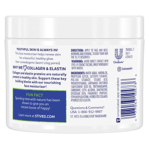 St. Ives Face Moisturizer Cream, Collagen and Elastin, Renewing Facial Moisturizer for Women, Paraben Free - FENGGESTORE20