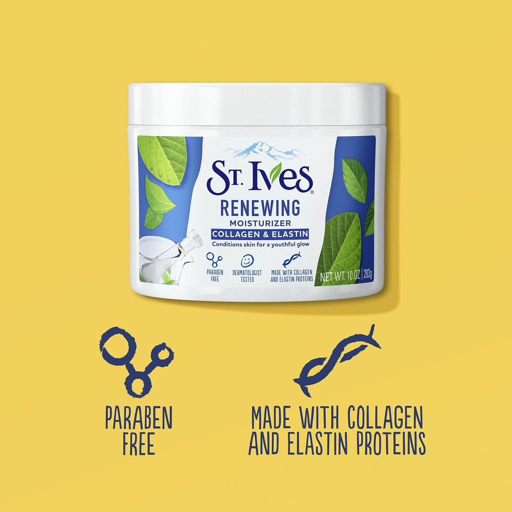 St. Ives Face Moisturizer Cream, Collagen and Elastin, Renewing Facial Moisturizer for Women, Paraben Free - FENGGESTORE20