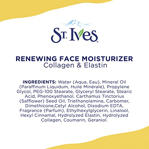 St. Ives Face Moisturizer Cream, Collagen and Elastin, Renewing Facial Moisturizer for Women, Paraben Free - FENGGESTORE20