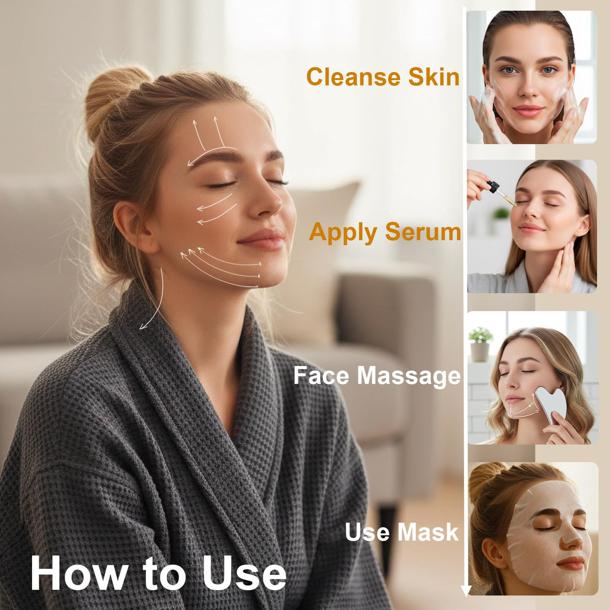 Stainless Steel Gua Sha Tool & Lymphatic Drainage Face Brush Set, TWPER Facial Massage Kit for Jawline Sculpting - FENGGESTORE20