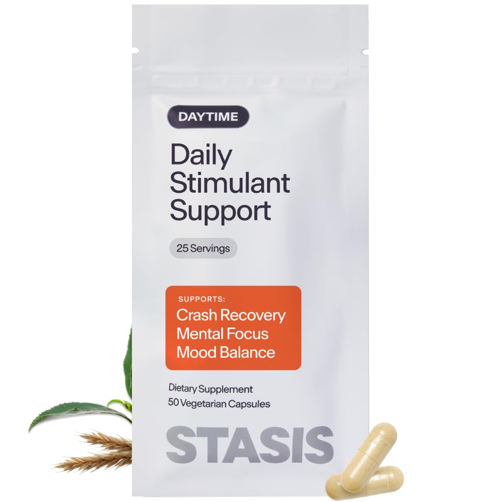 Stasis Daytime Energy & Focus Supplement for Men & Women with Vitamin D3, L Theanine, Ashwagandha & CoQ10, Cognitive Support Capsules for Morning Routines, Vegan, Non GMO, 25 Servings, 1 Month Supply - FENGGESTORE20