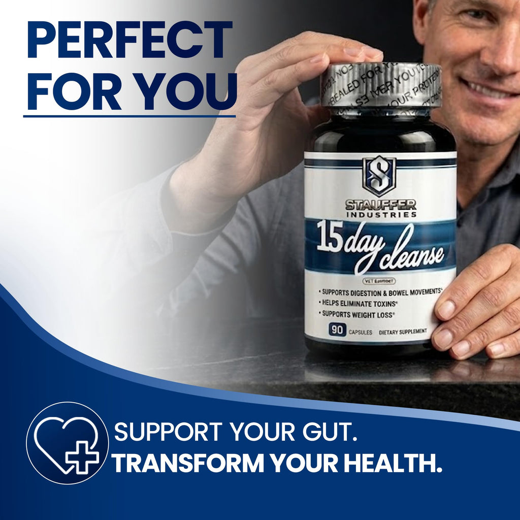 STAUFFER INDUSTRIES Colon Cleanse – 15 Day Cleanse Gut Support Supplement – Colon Cleanser with Psyllium Husk, Senna & Probiotics - FENGGESTORE20