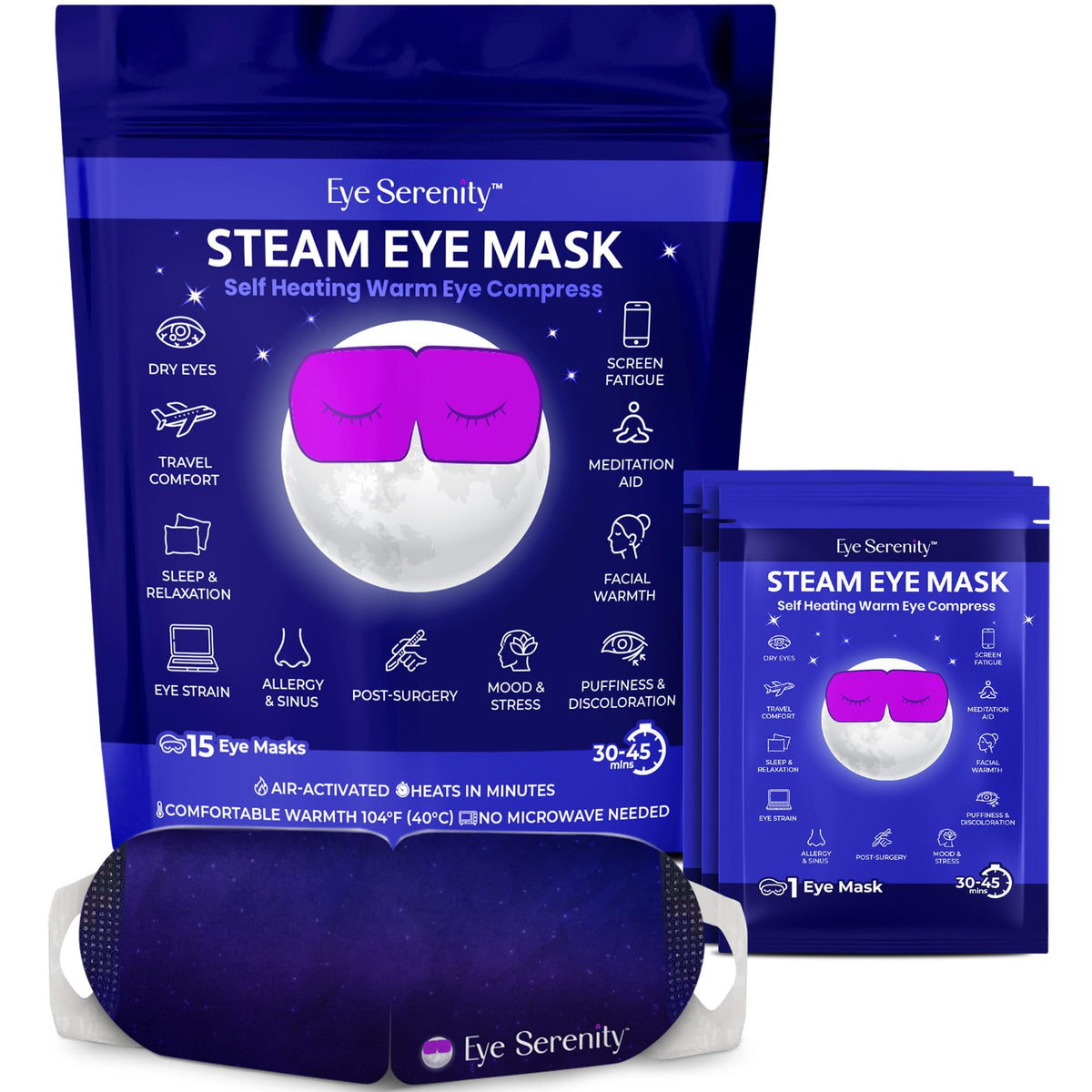 Steam Eye Mask, Self Heating Warm Compress for Dry Eyes I Heated Fast Relief for Stye, Puffy Sensitive Eyes, Moist Heat, Easter Basket Stuffers - FENGGESTORE20