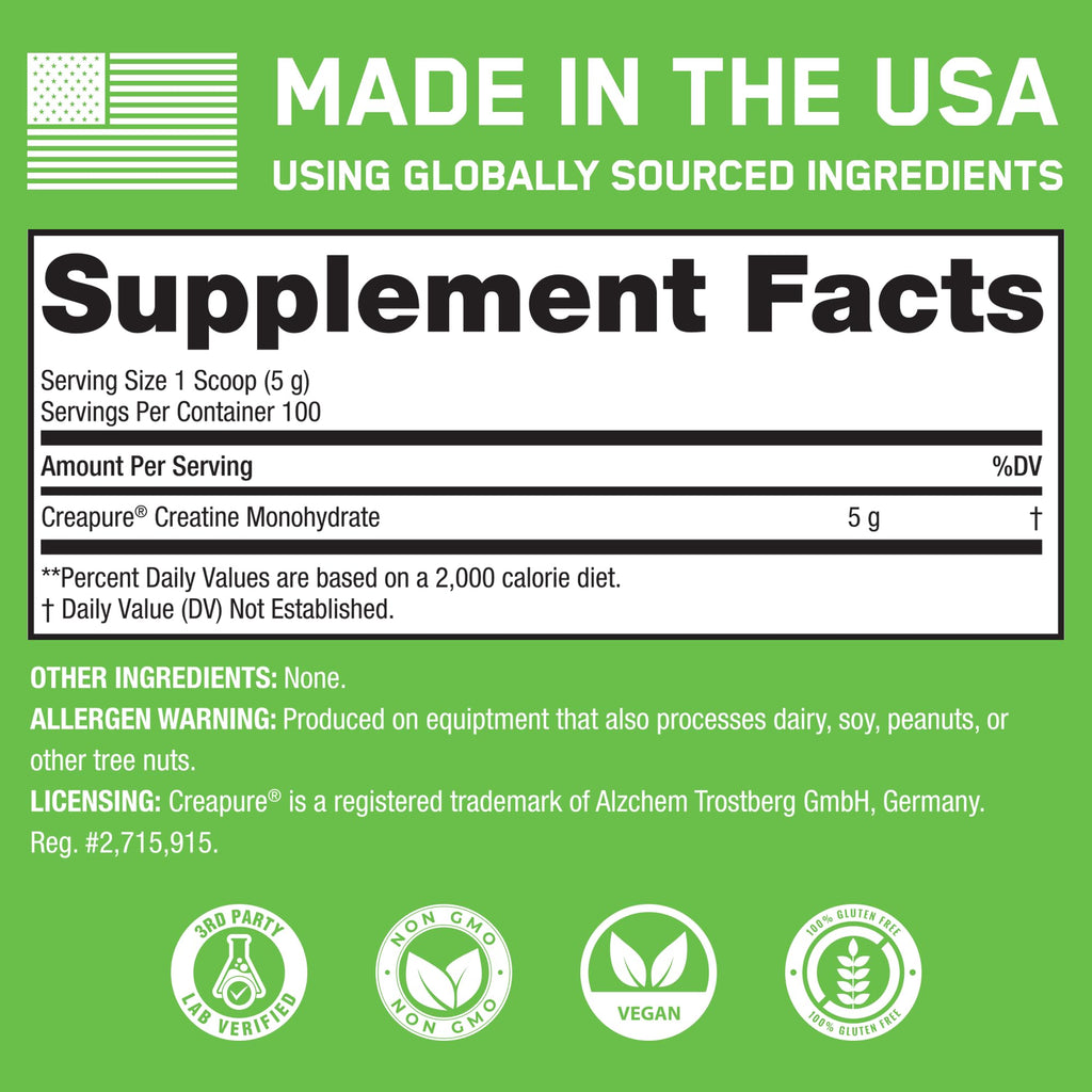 SteelFit Creapure Creatine Monohydrate Powder, Unflavored - German Micronized Creatine Powder for Men & Women - Gym Workout Nutritional Supplements for Muscle Gain - FENGGESTORE20