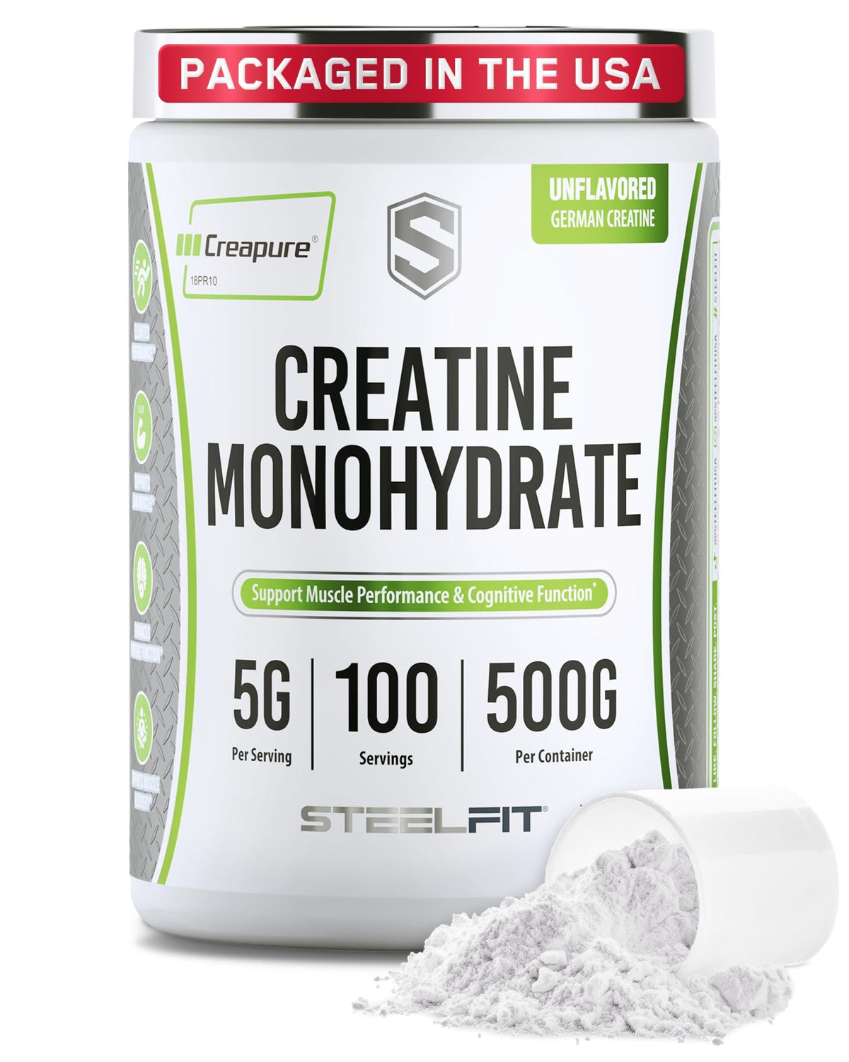 SteelFit Creapure Creatine Monohydrate Powder, Unflavored - German Micronized Creatine Powder for Men & Women - Gym Workout Nutritional Supplements for Muscle Gain - FENGGESTORE20