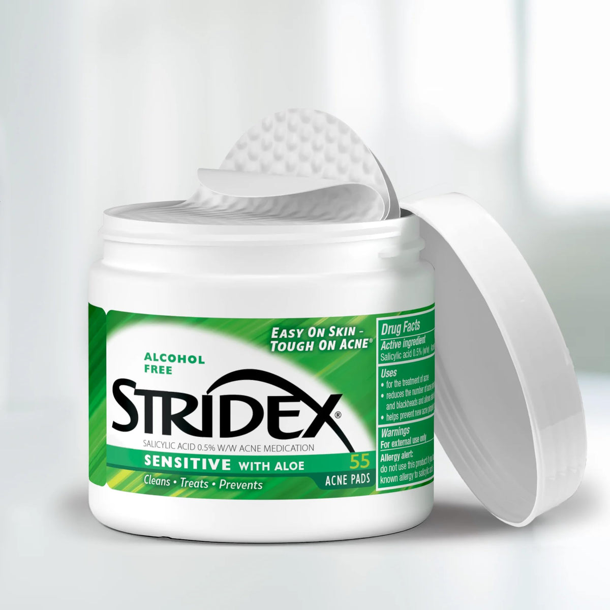 Stridex Acne Pads Sensitive With Aloe 55 Count Alcohol-Free - FENGGESTORE20