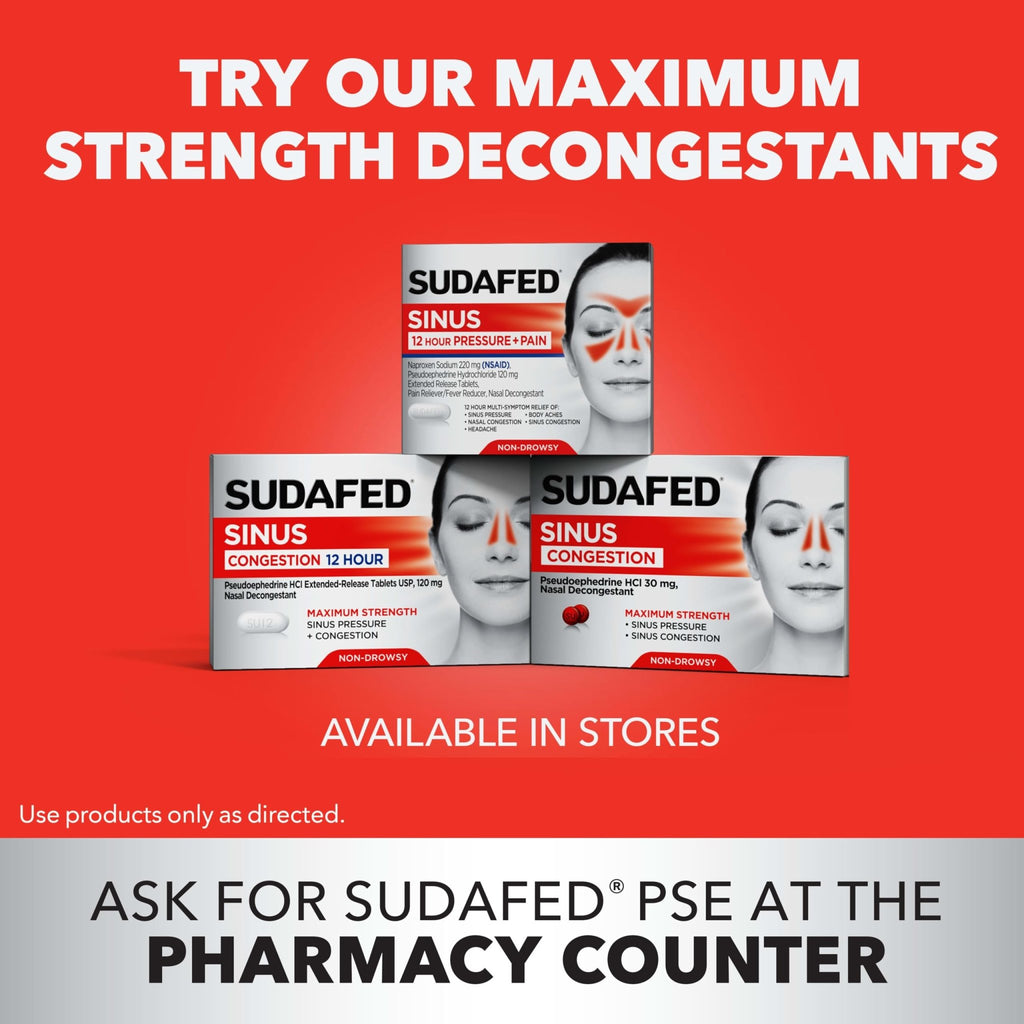 Sudafed PE Sinus Congestion Day + Night Maximum Strength Decongestant & Antihistamine Tablets with Phenylephrine HCl & Diphenhydramine HCl, Helps Nasal & Sinus Pressure & Congestion, 20 ct - FENGGESTORE20