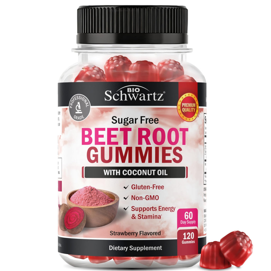 Sugar Free Beet Root Gummies - Nitric Oxide Gummies Infused with Coconut Oil for Highest Absorption - Supports Energy & Whole Body Health - FENGGESTORE20