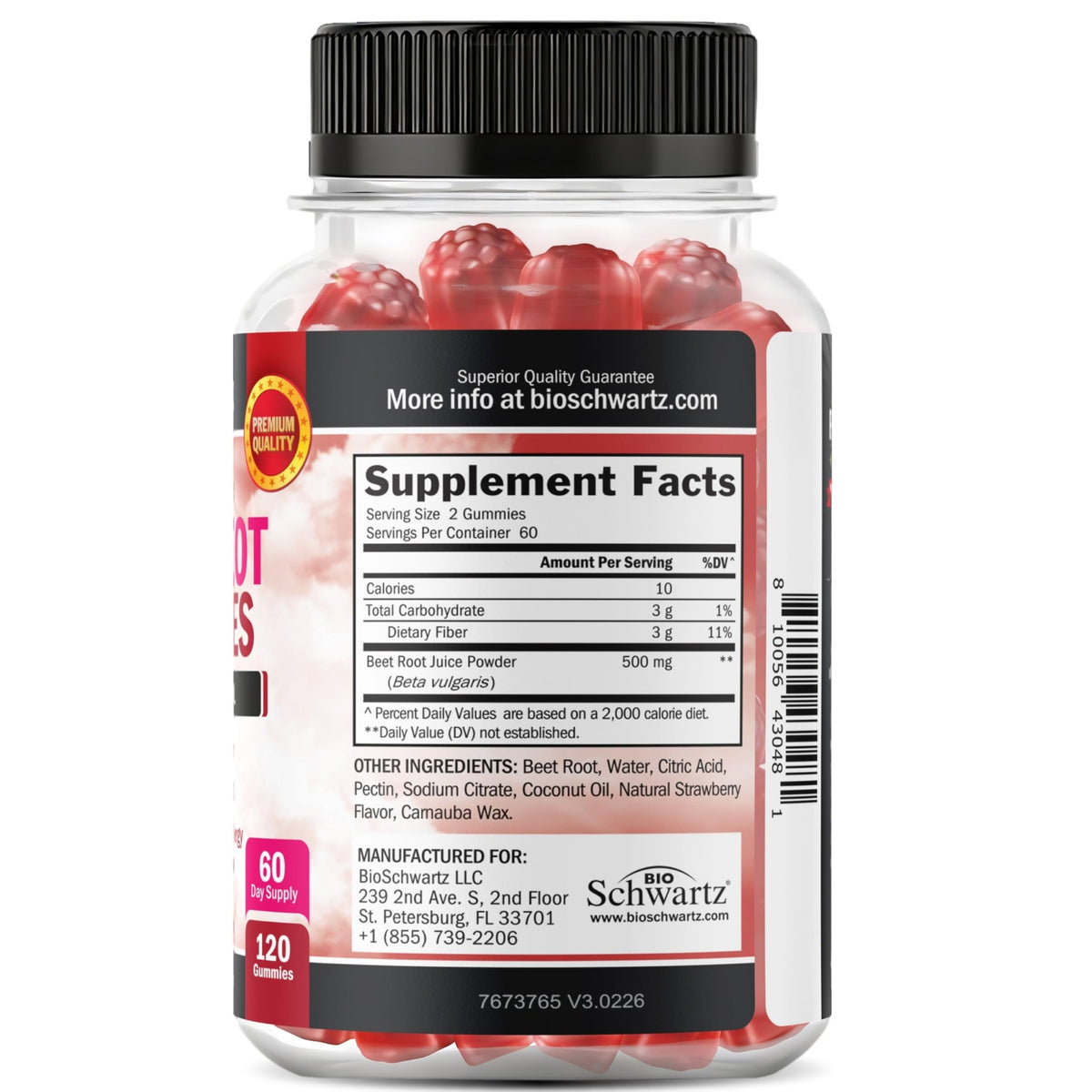 Sugar Free Beet Root Gummies - Nitric Oxide Gummies Infused with Coconut Oil for Highest Absorption - Supports Energy & Whole Body Health - FENGGESTORE20