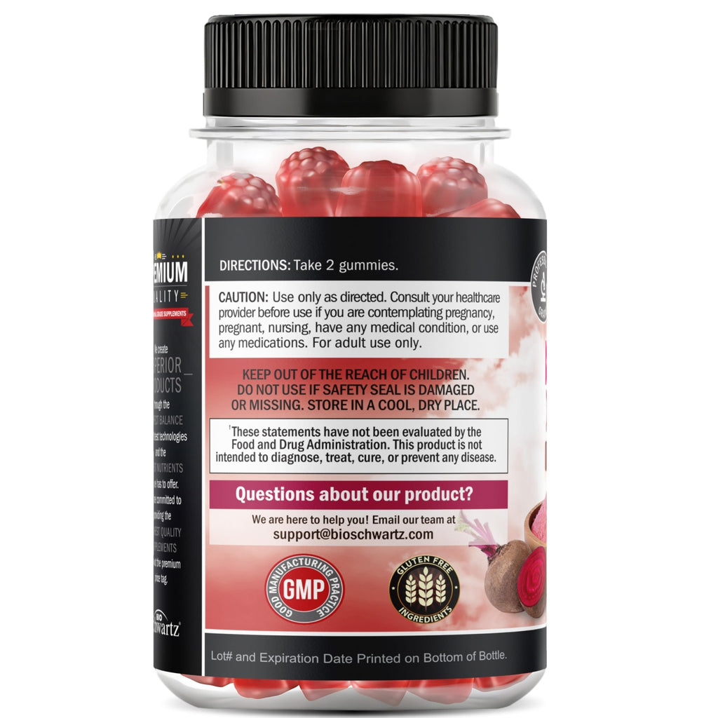 Sugar Free Beet Root Gummies - Nitric Oxide Gummies Infused with Coconut Oil for Highest Absorption - Supports Energy & Whole Body Health - FENGGESTORE20