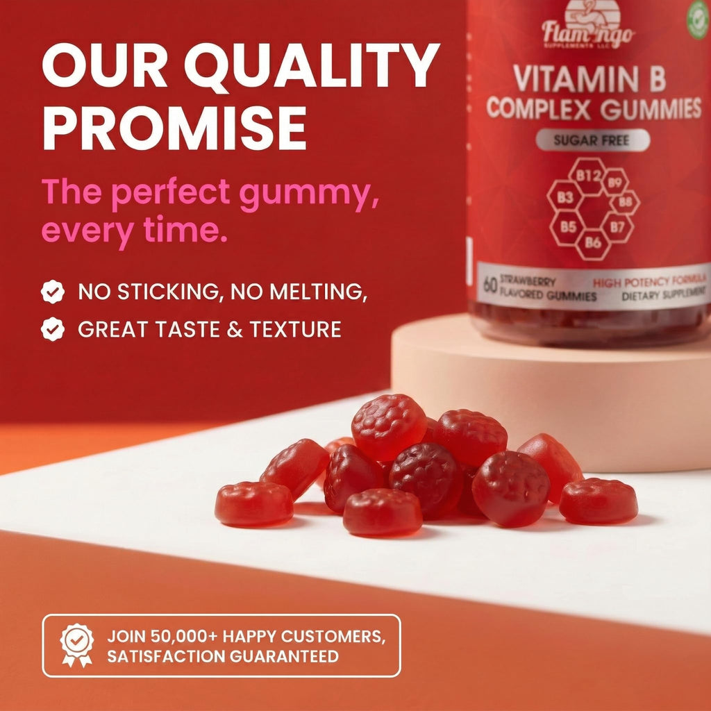 Sugar Free Vitamin B Complex Gummies - Vitamin B12, B7, B6, B3 (Niacin), B5, B8, B9 (Folate)- Third Party Tested- Prenatal, Vegan Diet, Older Adults - FENGGESTORE20