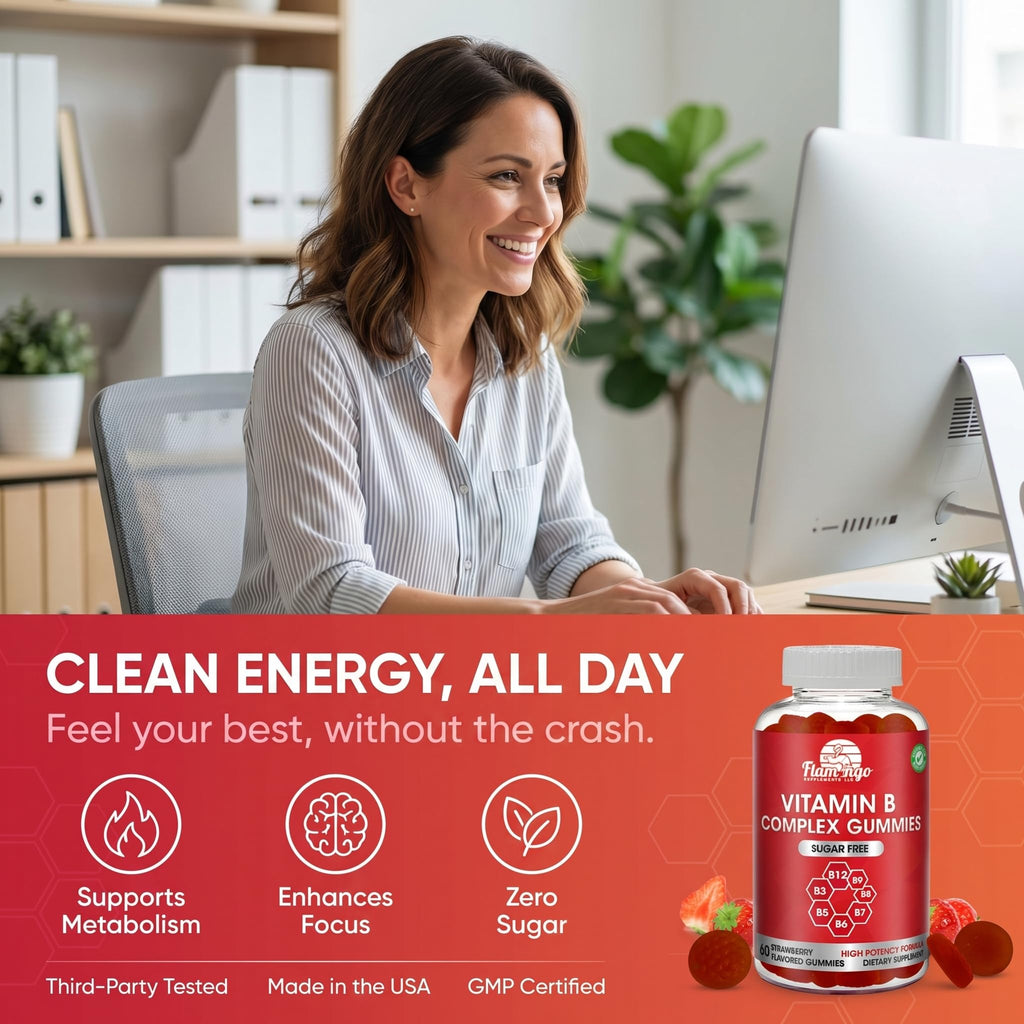 Sugar Free Vitamin B Complex Gummies - Vitamin B12, B7, B6, B3 (Niacin), B5, B8, B9 (Folate)- Third Party Tested- Prenatal, Vegan Diet, Older Adults - FENGGESTORE20