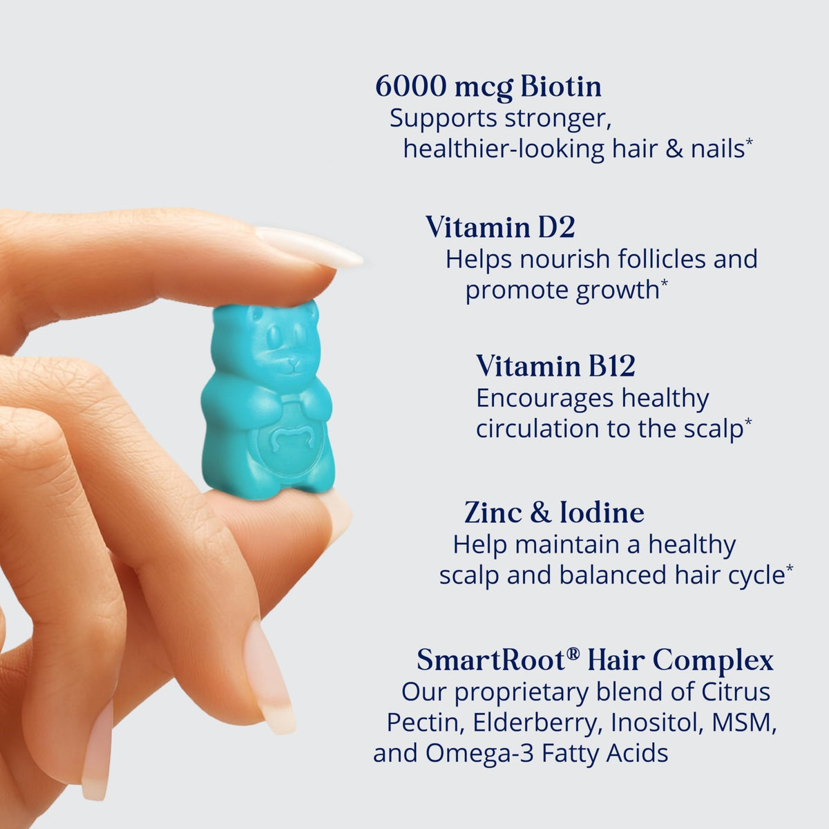 Sugarbear Hair Vitamin Gummy 2 Month Supply Extra Strength Biotin 6000mcg, Growth for Men & Women, Vegan Vitamin B12, MSM, Inositol, Omega 3, Elderberry, Certified Kosher, Halal, Cruelty-Free - FENGGESTORE20