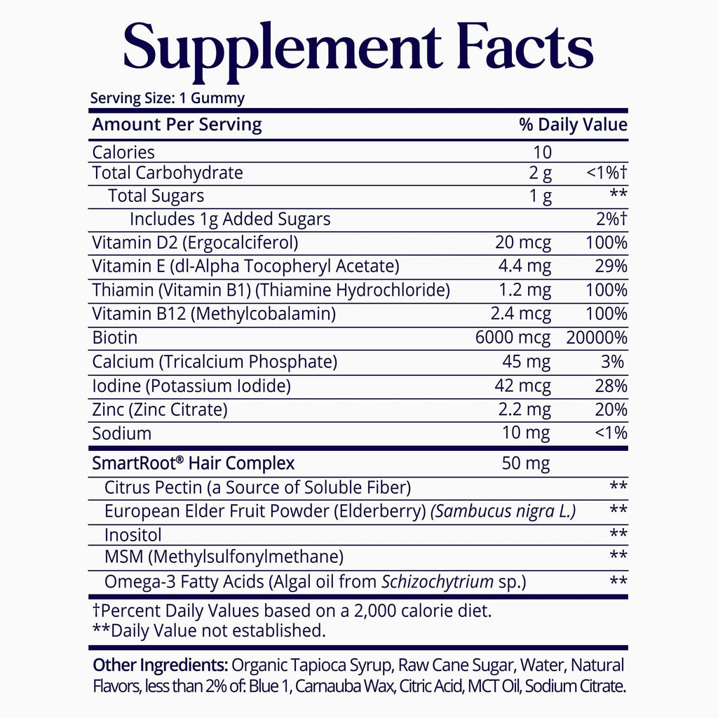 Sugarbear Hair Vitamin Gummy 2 Month Supply Extra Strength Biotin 6000mcg, Growth for Men & Women, Vegan Vitamin B12, MSM, Inositol, Omega 3, Elderberry, Certified Kosher, Halal, Cruelty-Free - FENGGESTORE20