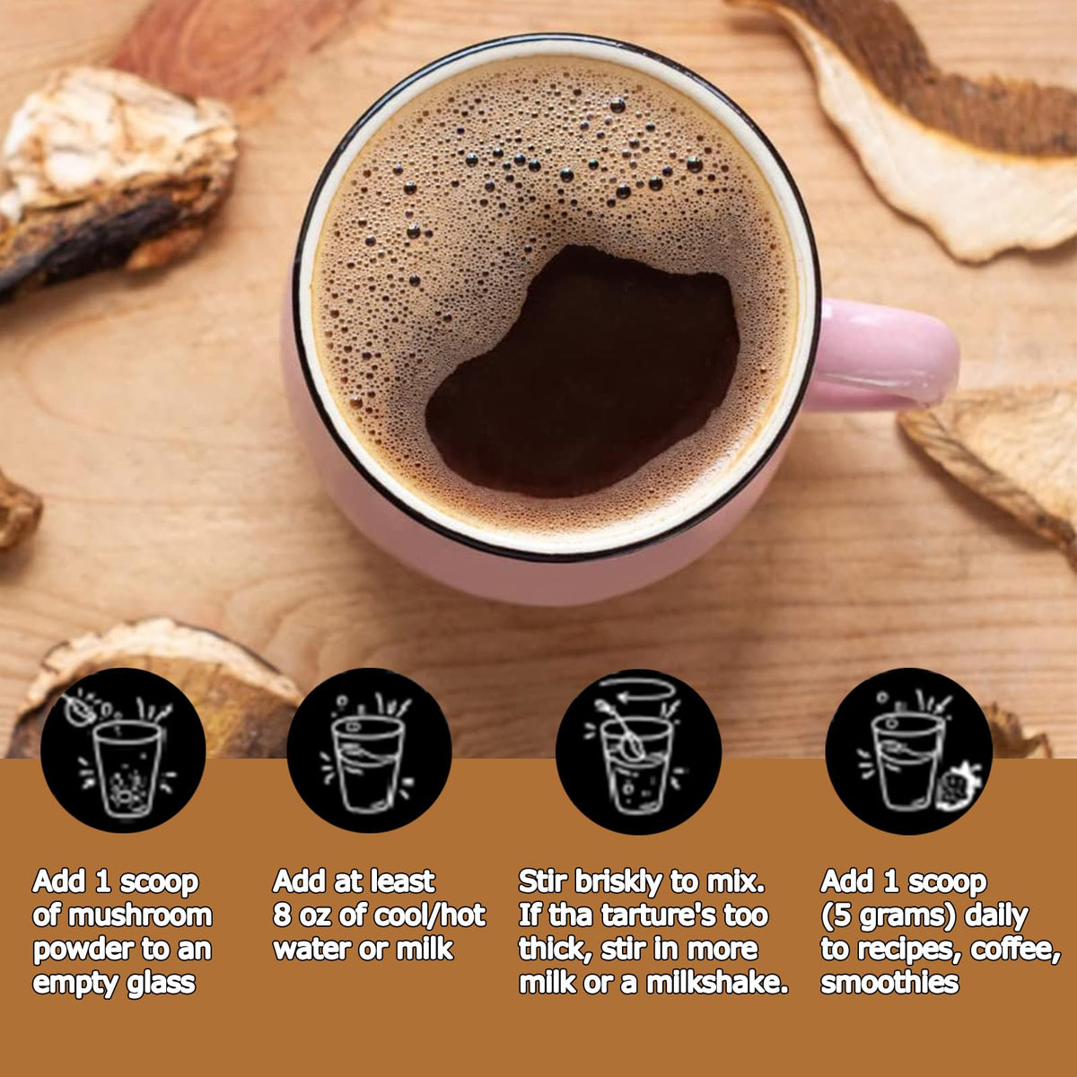 Suiyilary Mushroom Coffee, 10 Mushroom Extract Powder Blend Lion's Mane, Reishi, Chaga - FENGGESTORE20