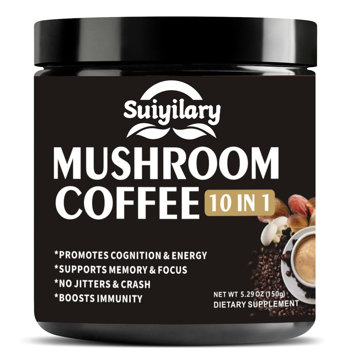 Suiyilary Mushroom Coffee, 10 Mushroom Extract Powder Blend Lion's Mane, Reishi, Chaga - FENGGESTORE20