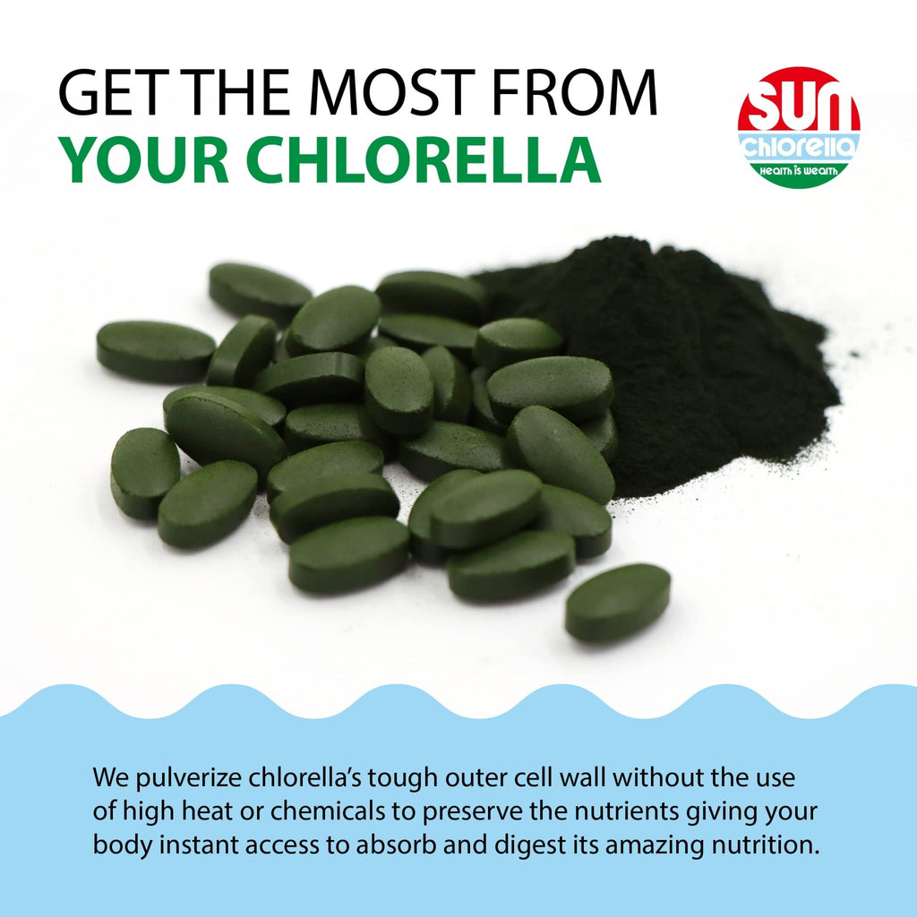 Sun Chlorella 500mg Whole Body Wellness Green Algae Superfood Supplement - Immune Defense, Gut Health, Natural Purification, Energy Boost - FENGGESTORE20
