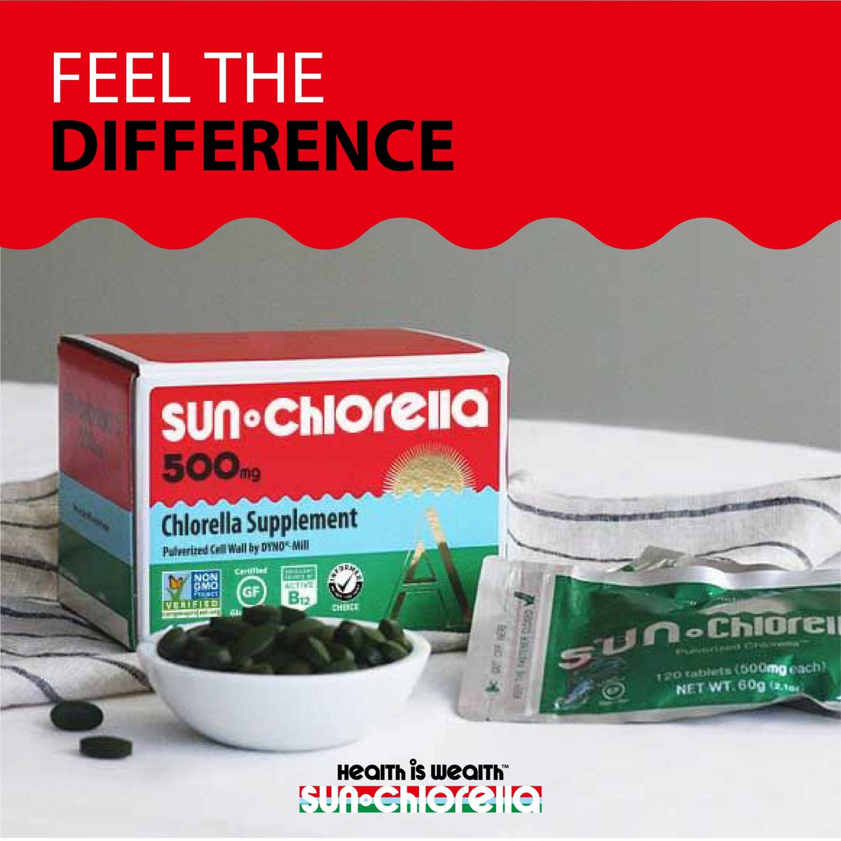 Sun Chlorella 500mg Whole Body Wellness Green Algae Superfood Supplement - Immune Defense, Gut Health, Natural Purification, Energy Boost - FENGGESTORE20