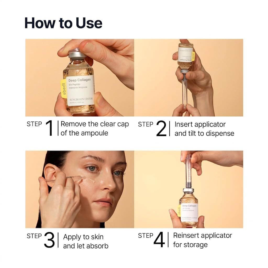 SUNGBOON EDITOR Glow Intensive Silk Peptide Ampoule, Copper Peptides Serum for Face with Collagen & Multi Peptides - FENGGESTORE20