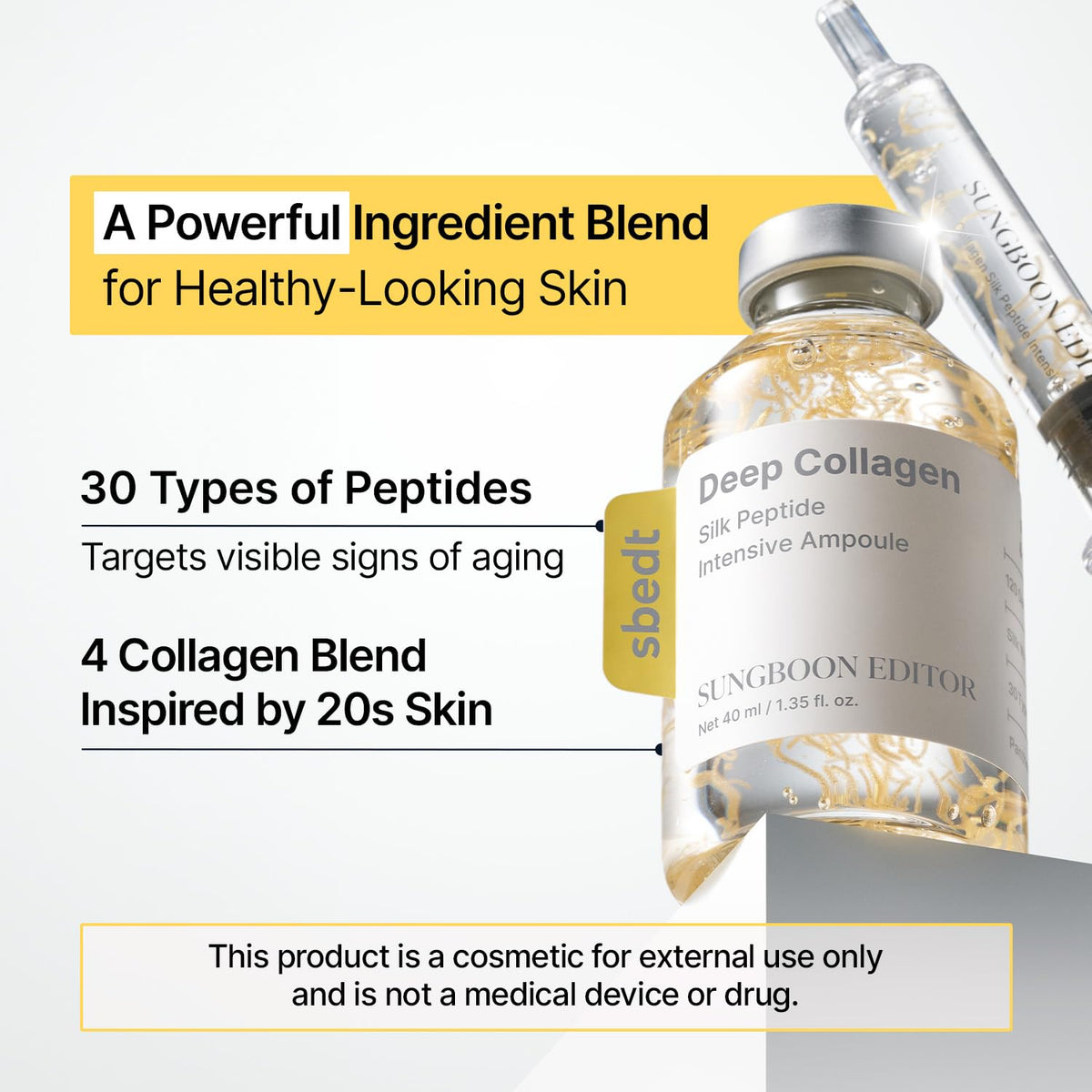 SUNGBOON EDITOR Glow Intensive Silk Peptide Ampoule, Copper Peptides Serum for Face with Collagen & Multi Peptides - FENGGESTORE20