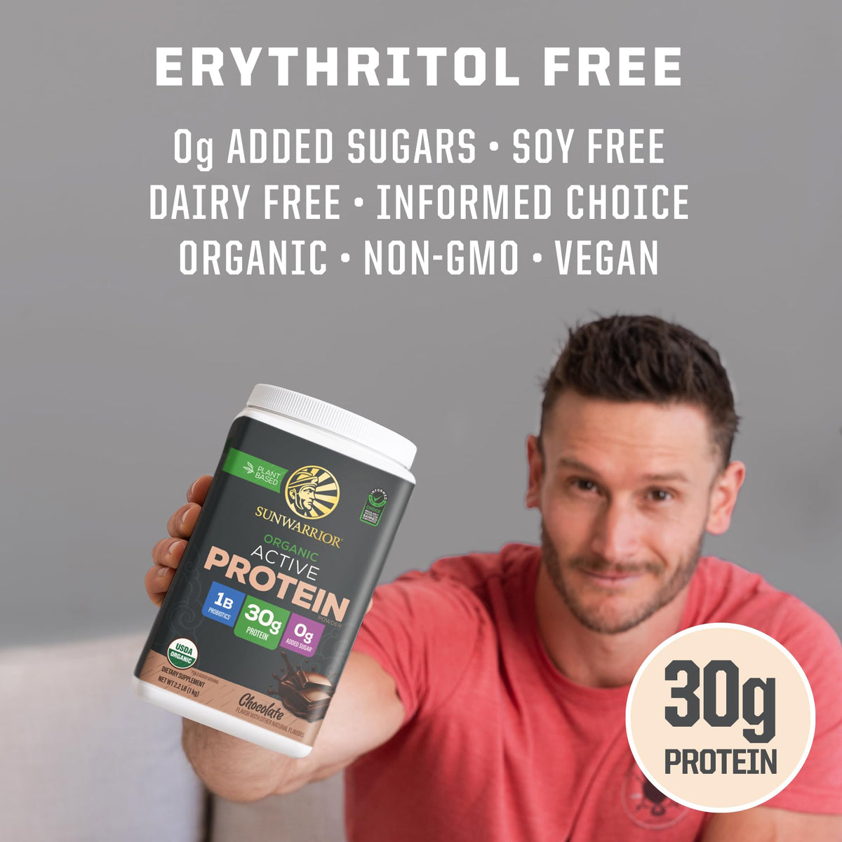 Sunwarrior Organic Plant Based Protein Powder | Vegan Organic Protein Powder with BCAA Amino Acids Plus Recovery Minerals & Botanicals | Non-GMO Soy Dairy & Gluten Free - FENGGESTORE20