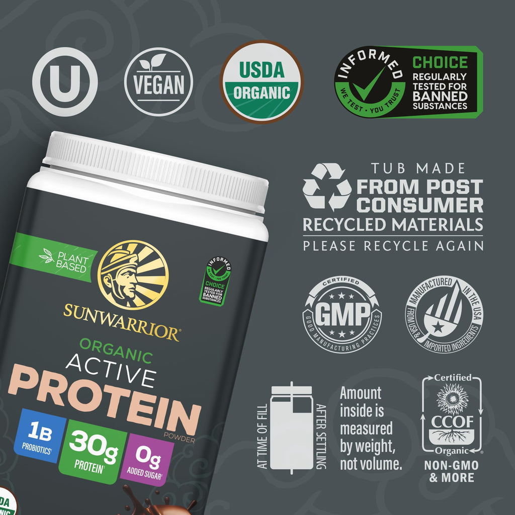 Sunwarrior Organic Plant Based Protein Powder | Vegan Organic Protein Powder with BCAA Amino Acids Plus Recovery Minerals & Botanicals | Non-GMO Soy Dairy & Gluten Free - FENGGESTORE20